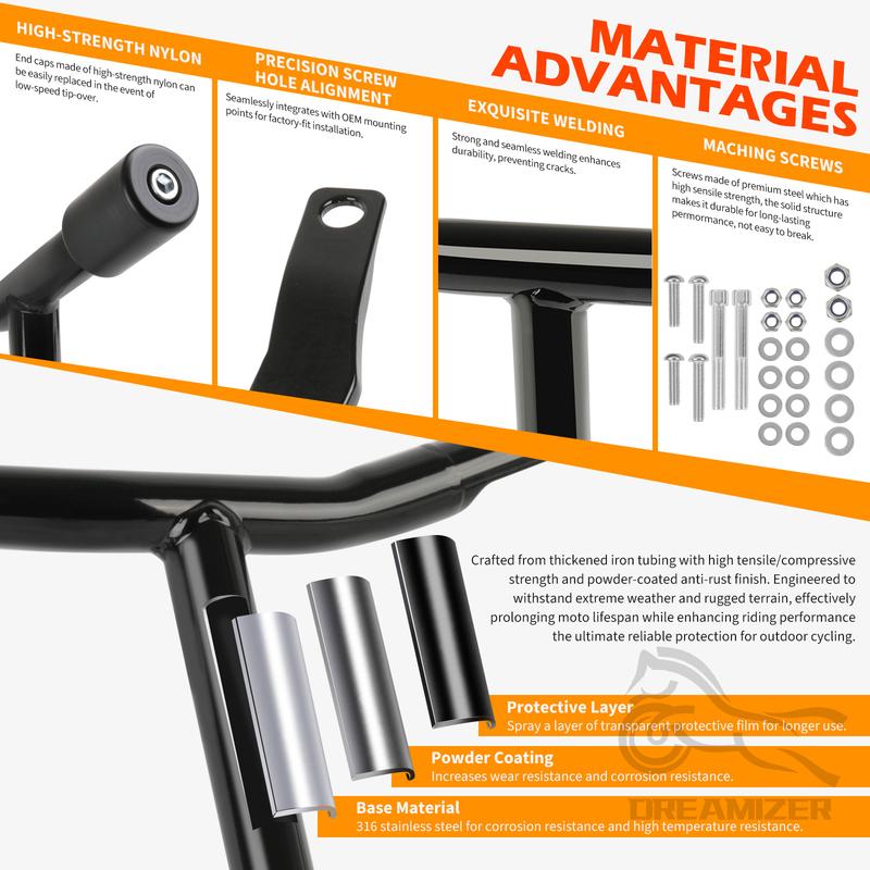Motorcycle Hnadlebar Rear Performance Bagger Saddlebag Guard Crash Bar for Harley Street Road Glide Touring 14-24