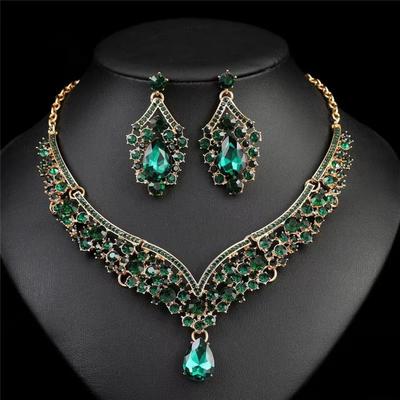 V-Necklace Wedding Bridal Accessories Earrings Rhinestone Jewelry Set  Outfit Accessory