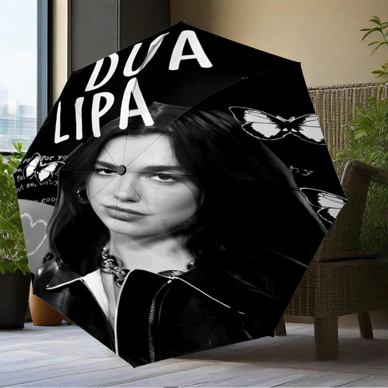Pop Music Dua Lipa Umbrella Folding Umbrella, Automatic Umbrella 8-Frame for Travel, Camping Use Gift for Halloween Christmas