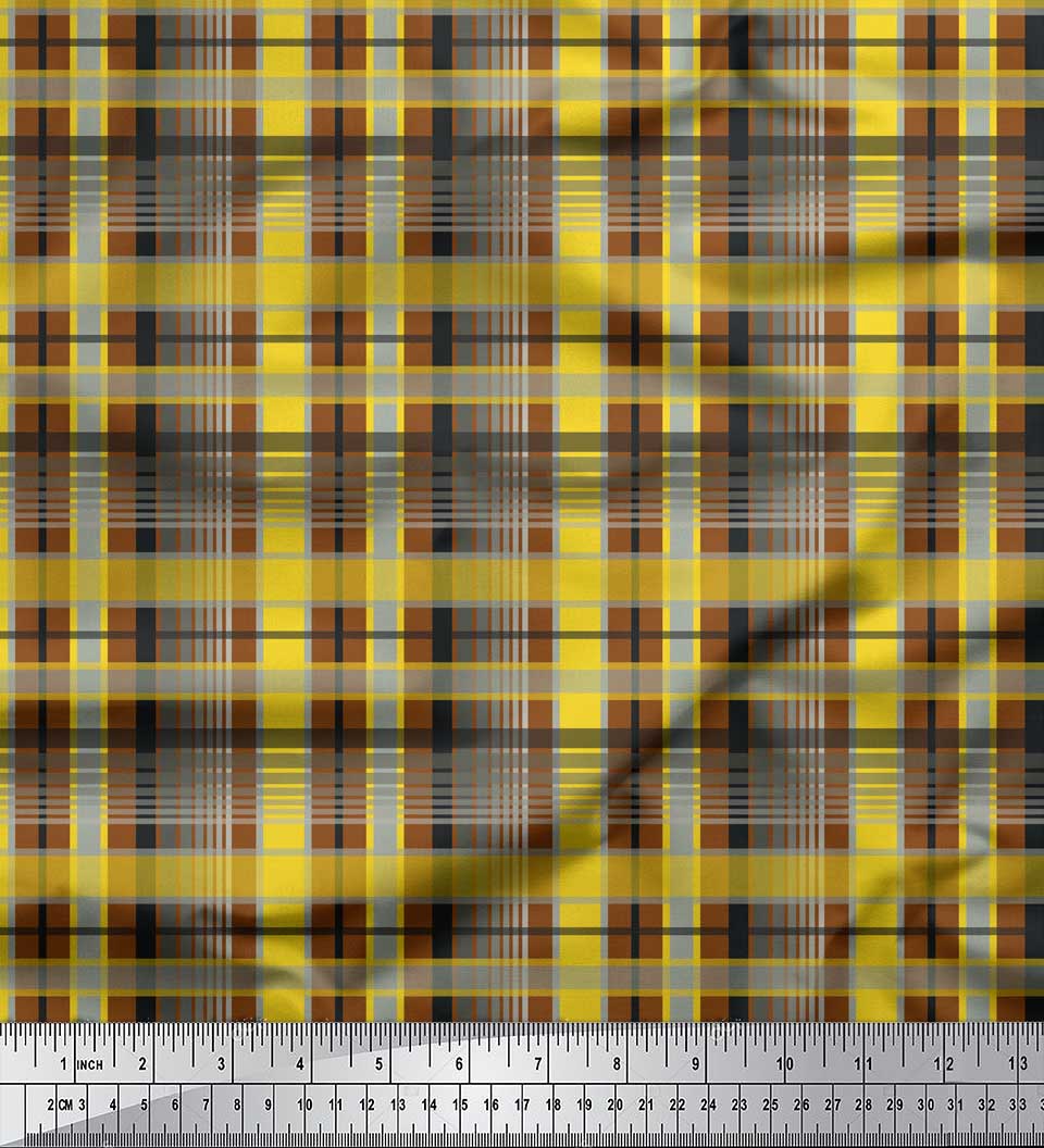 

Тканина Soimoi Red Japan Crepe Satin Тканина в клітку Тканина з принтом у клітинку на метри 42 дюйми 42 Inch Wide - Poly Crepe коричневий