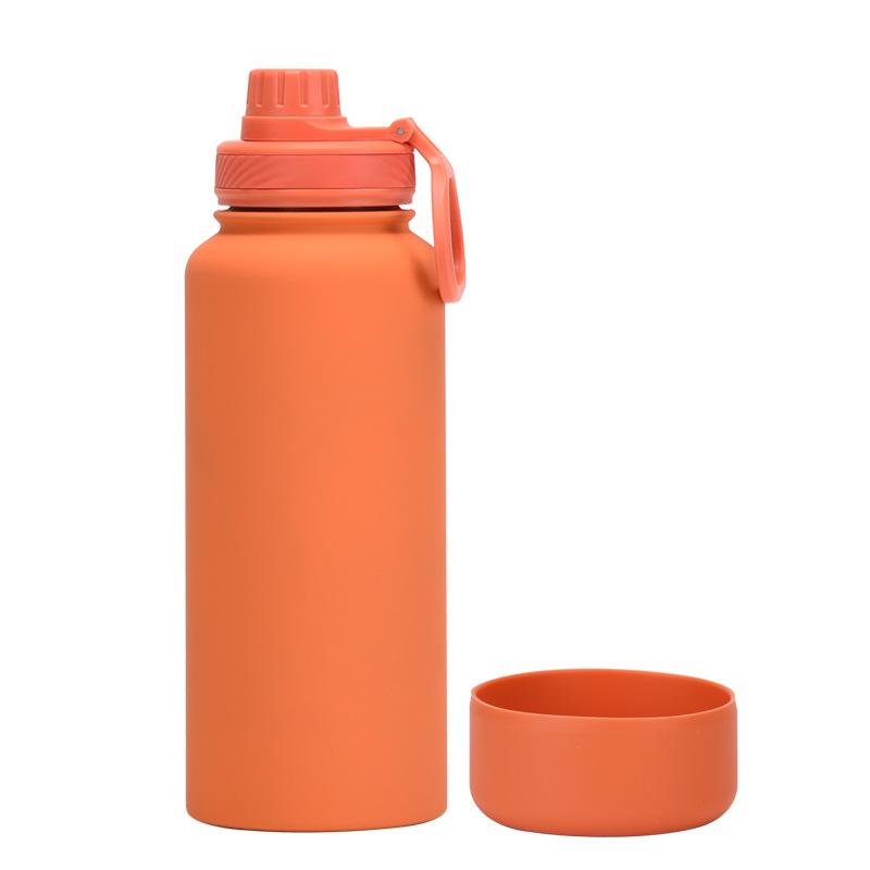 1L Large-Capacity Thermos Cup With Non-Slip Bottom, Portable Outdoor Sports Kettle, Frosted Water Cup