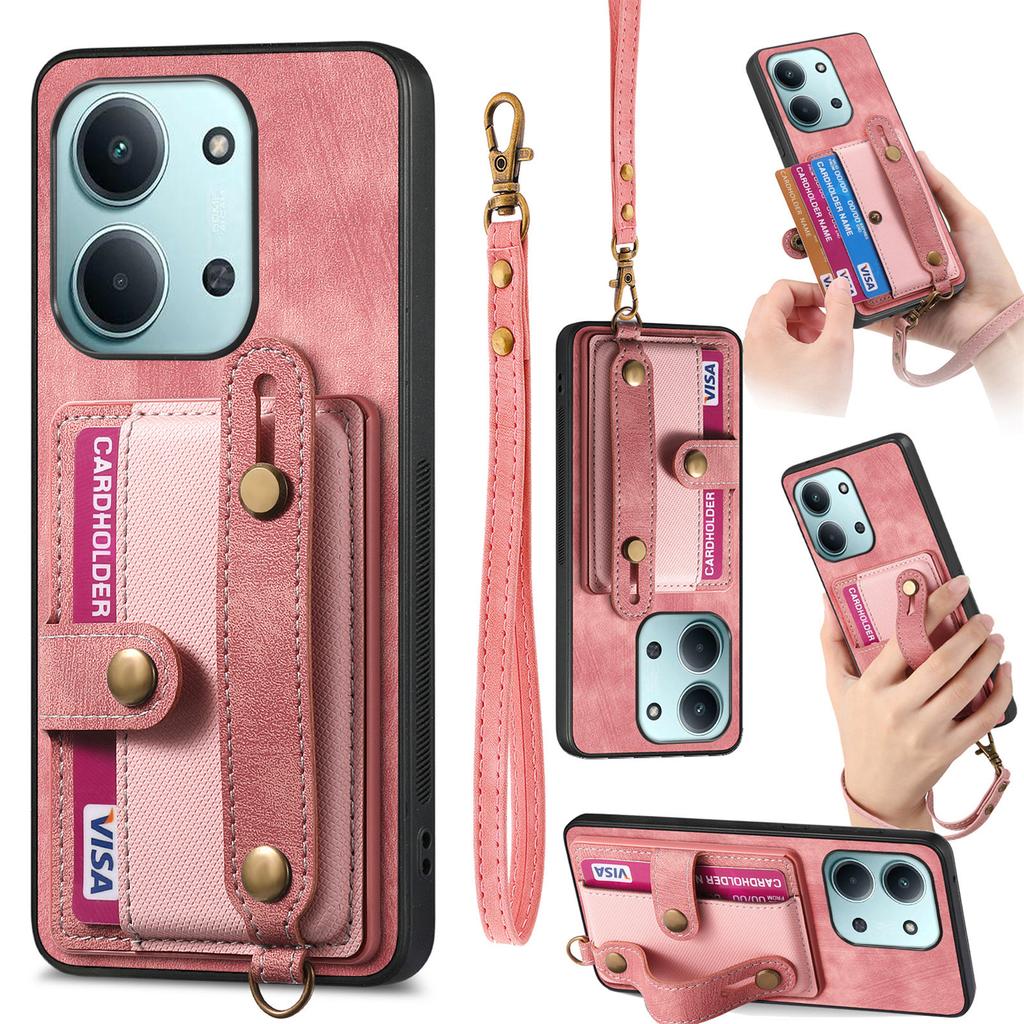 Retro PU Leather Case for Xiaomi Poco C85 4G (171mm)/Redmi 15C 4G (Global) (171mm) Phone Cover with Card Holder/Wristband Kickstand
