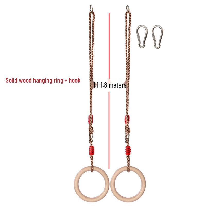 Children s Indoor/Outdoor Climbing Swing: Solid Wood Round Hanging Ring with Rope