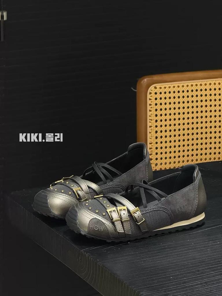 Baletflīzes sieviešu jaunas ādas retro vienas kurpes iekšējais augstuma palielinājums kniedes sekla mute Mary Jane kurpes