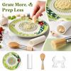 Set di grattugie da cucina in ceramica con design a rilievo verde, piatto da 4,7 pollici, pelapatate, spazzola e supporto per aglio, fragole, cioccolato e puree fatte in casa