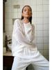 2025 Spring/Summer European-American Hollow Knit Sweater: Women's Thin, Large Round Neck, Trumpet Sleeve T-Shirt
