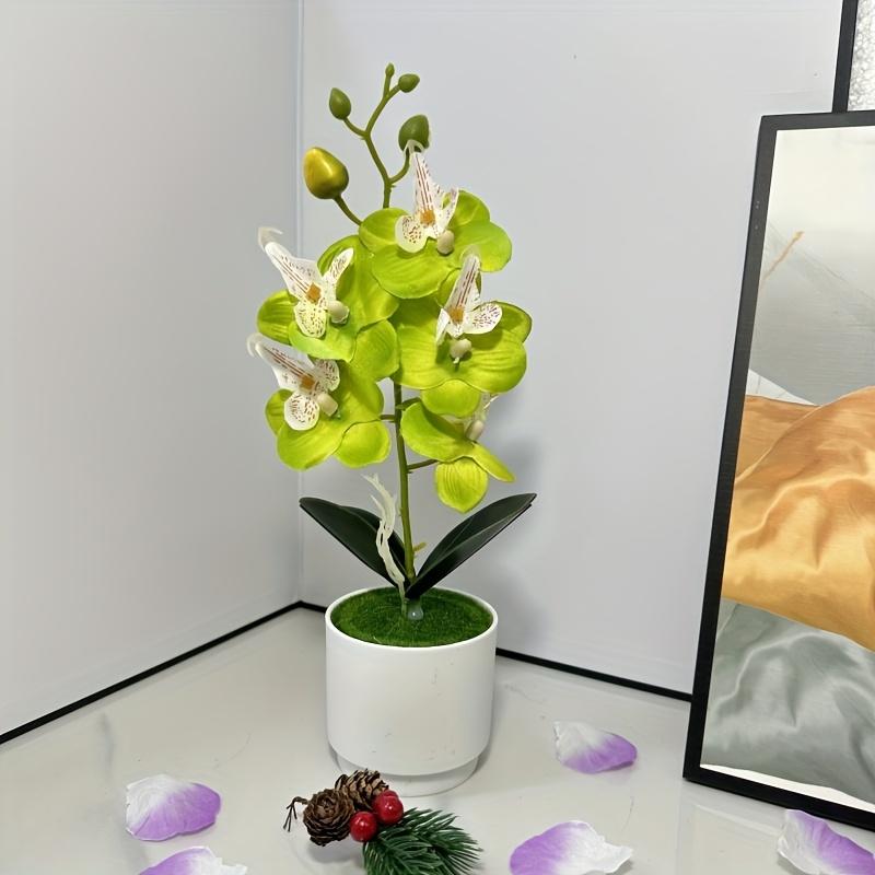 Orchidee Künstliche Orchideen Blumen mit Vase Weiß Pflanze Seide Falsche Orchideen Kunstblumen Gestecke für Heimdekoration
