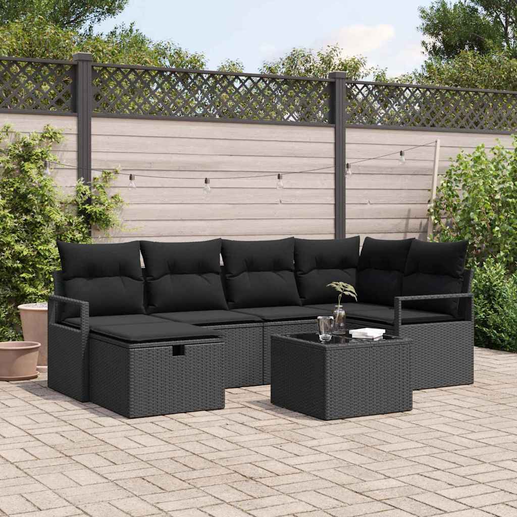 Garden Sofa Set with Cushions and Storage Poly Rattan