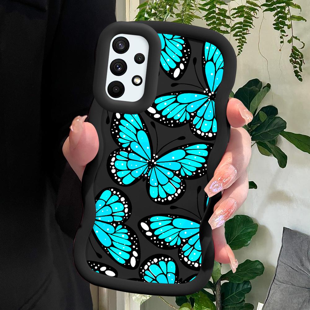 

Окрашенный узор Big Wave Edge Мягкий силиконовый материал Macaron чехол для телефона противоударный защитный резиновый чехол для Samsung Xiaomi Poco Redmi Redmi Note 13 Pro 4G чёрный