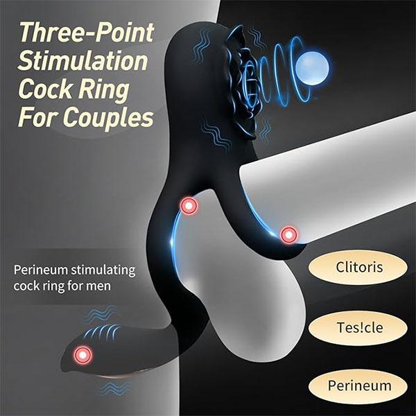 Vibrating Cock Ring for Couples,Penis Ring with 9 Modes Male Vibrator Sex Toy with APP Control Perineum,Nipple,Rose Clitorals Stimulator