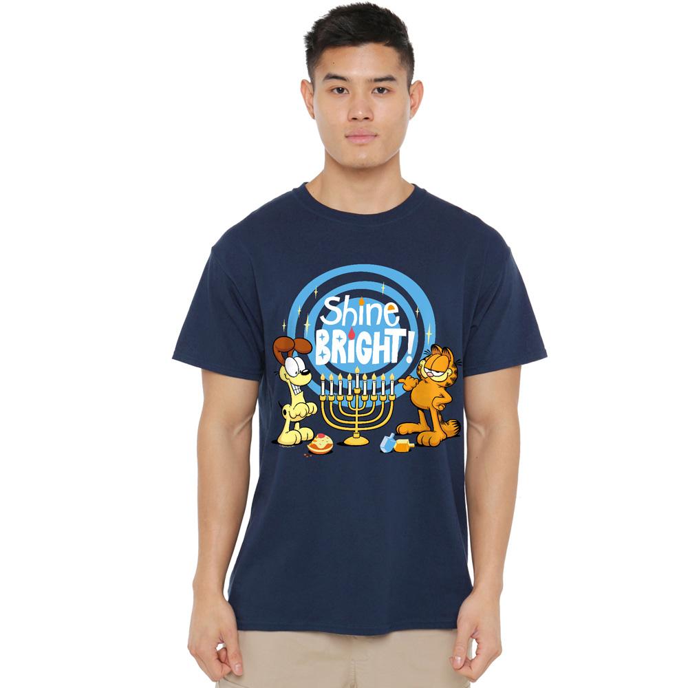 Garfield Mens Shine Bright For Hanukkah Odie T-Shirt