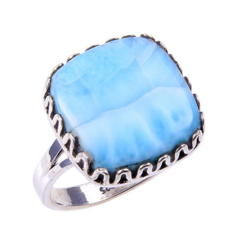 Natural Republic Larimar Gemstone 925 Solid Sterling Silver Gift Ring S.9 w6r38