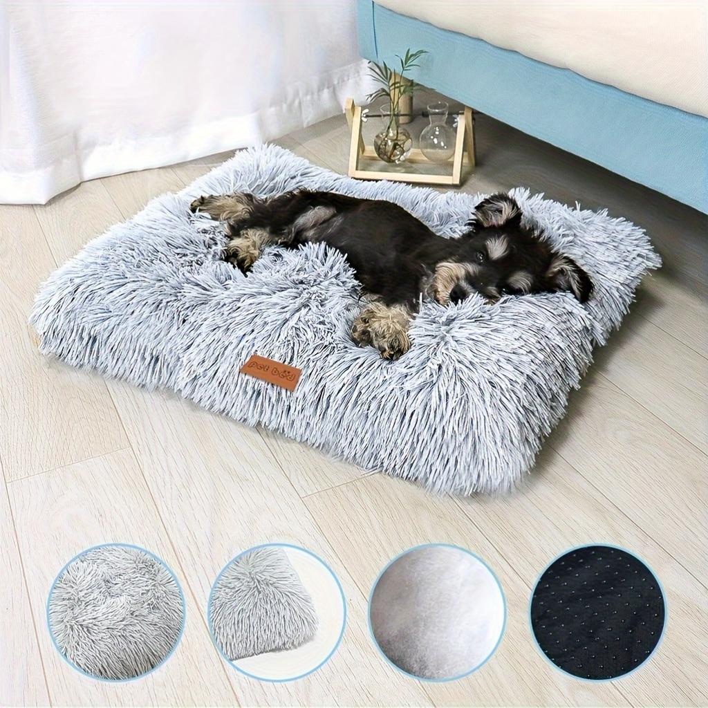 1pc Extra Large Fleece Lined Dog Bed & Cat Mat - Thickened Comfortable Warm Polyester, Easy To Remove & Washable
