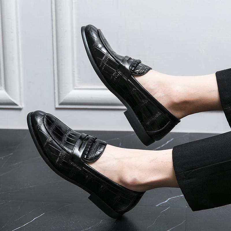 Men’s Penny Loafer Black Leahter Dress Formal Business Shoes Tuxedo Wedding Shoes Over Sized