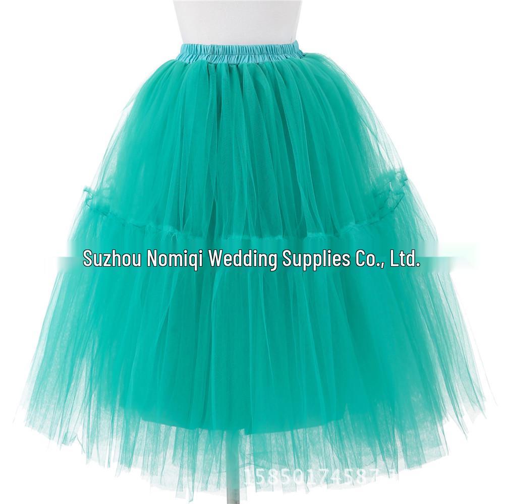 Women's 5-Layer Mesh Midi Fluffy Skirt - Summer Gauze Half Skirt