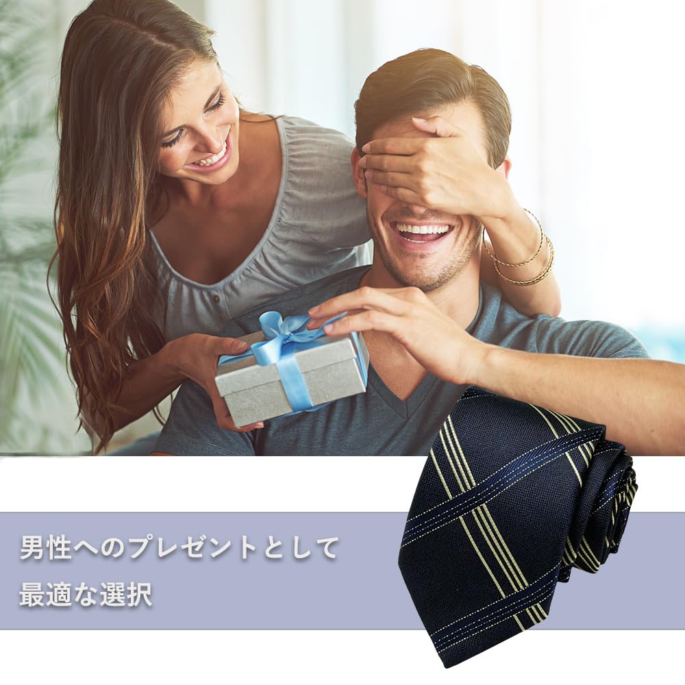 [BIIQAKOO] Men's Formal Tie Set (Tie Rubber Tie with Pocket Square) - Perfect for Weddings, Business, Funerals, and Other Formal Occasions. Plain