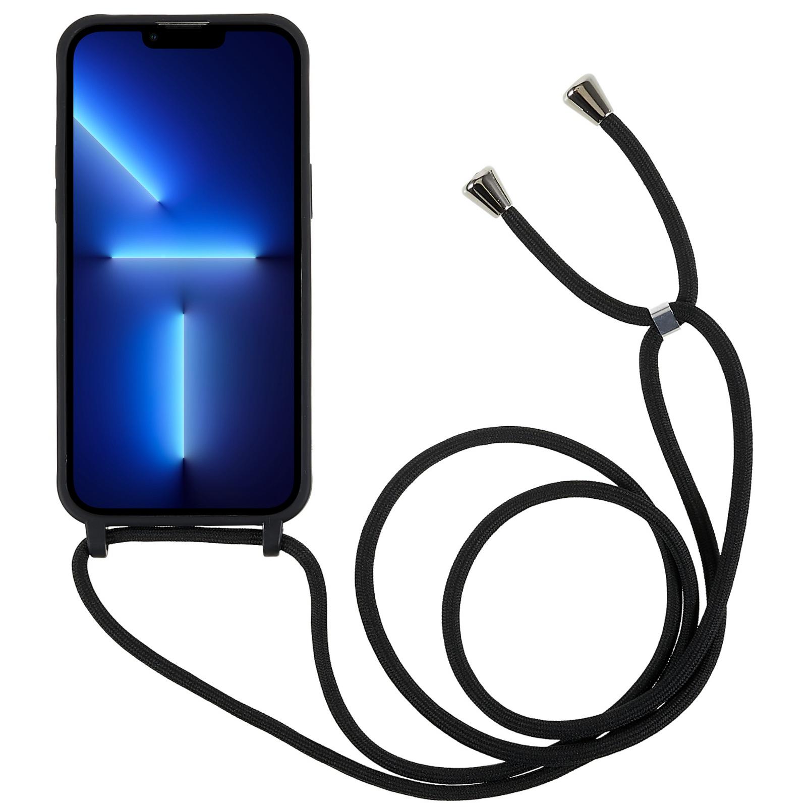 

For iPhone 14 Pro 6.1 inch Integrated TPU Phone Case Anti-scratch Back Cover with Adjustable Lanyard Black