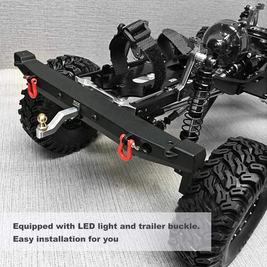 RC Crawler Metal Rr Bumper, RC Vehicle Bumper with LED Lights for SCX10II 90046 RC Crawler