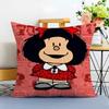 Cartoon Mafaldas Cushion Cover Washable Linen comfort Soft  for Sofa Bed Cozy Home Room Decor