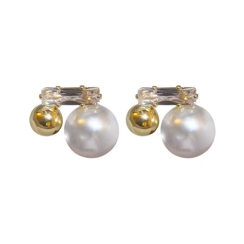 Elegant Xiaoxiangfeng Diamond Pearl Earrings Premium Light Luxury Niche Earrings 925 Silver Needle Stud Earrings Jewelry