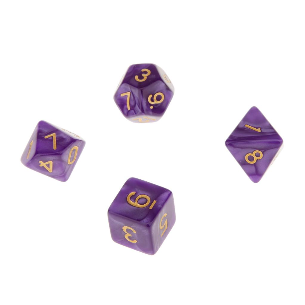 6 Colors Lot Of 7pcs Acrylic Dices Card Board Game Props Multi Sided Set