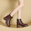 Autumn velvet leather Martin boots women's rear zipper small short boots women's thick-soled casual thin boots women
