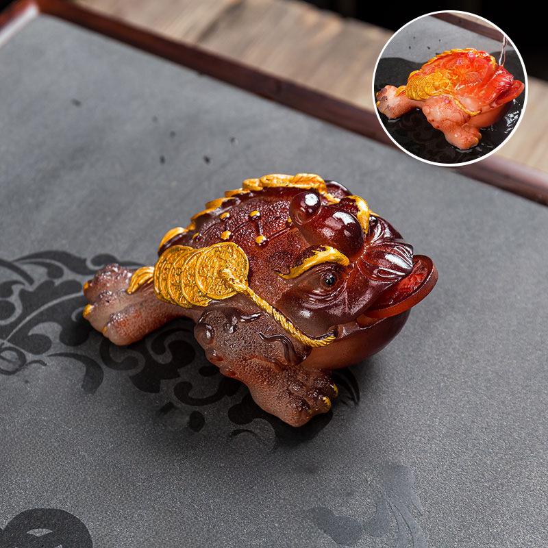 Golden Toad Color-Changing Tea Pet: Lucky Tea Set Ornament