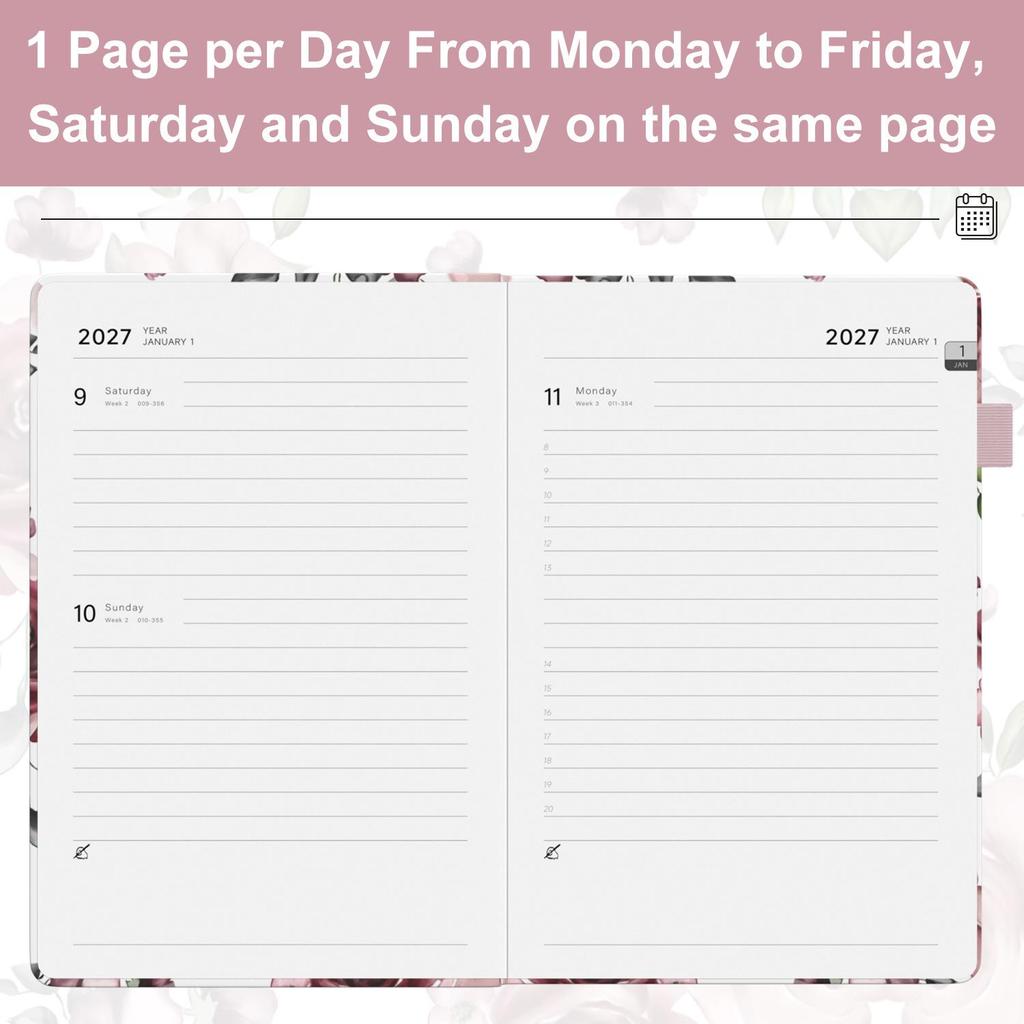 2027 A5 Weekly Planner Notebook with Strap - Customizable High-Value Schedule Book
