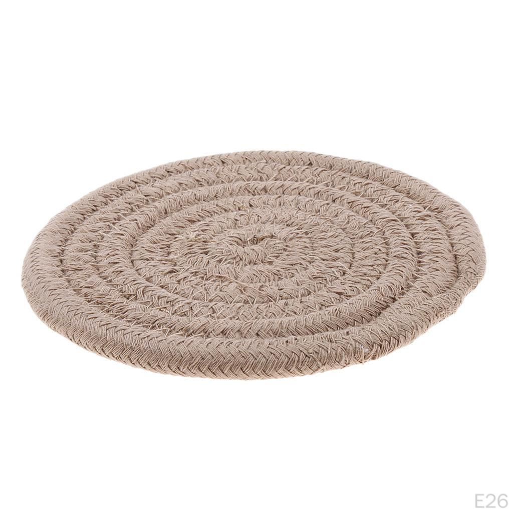 11cm 4.3 '' Table Mat Braided Cotton Round Rug Carpet Cut Kitchen Accessories