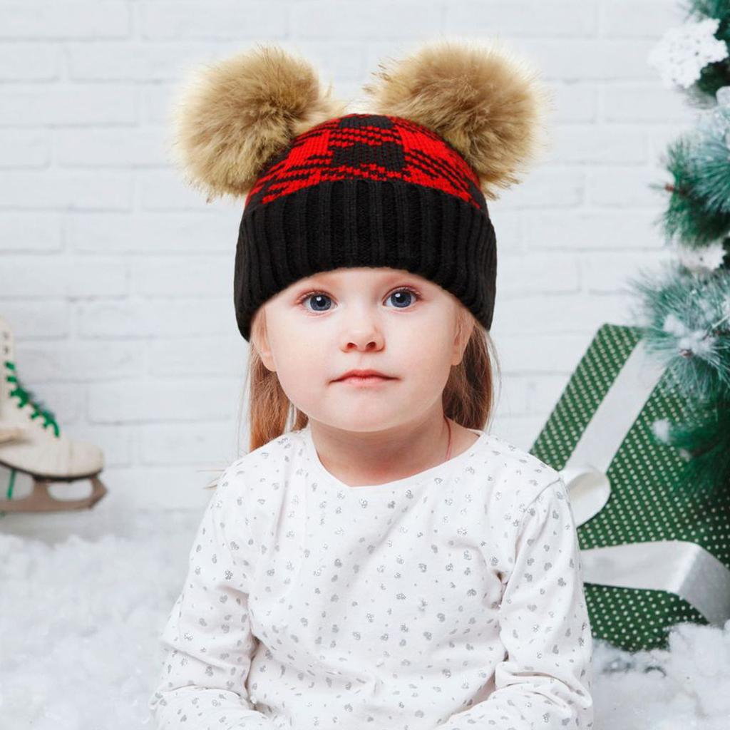 Knitted Hat Baby Checkered Warm Hat 