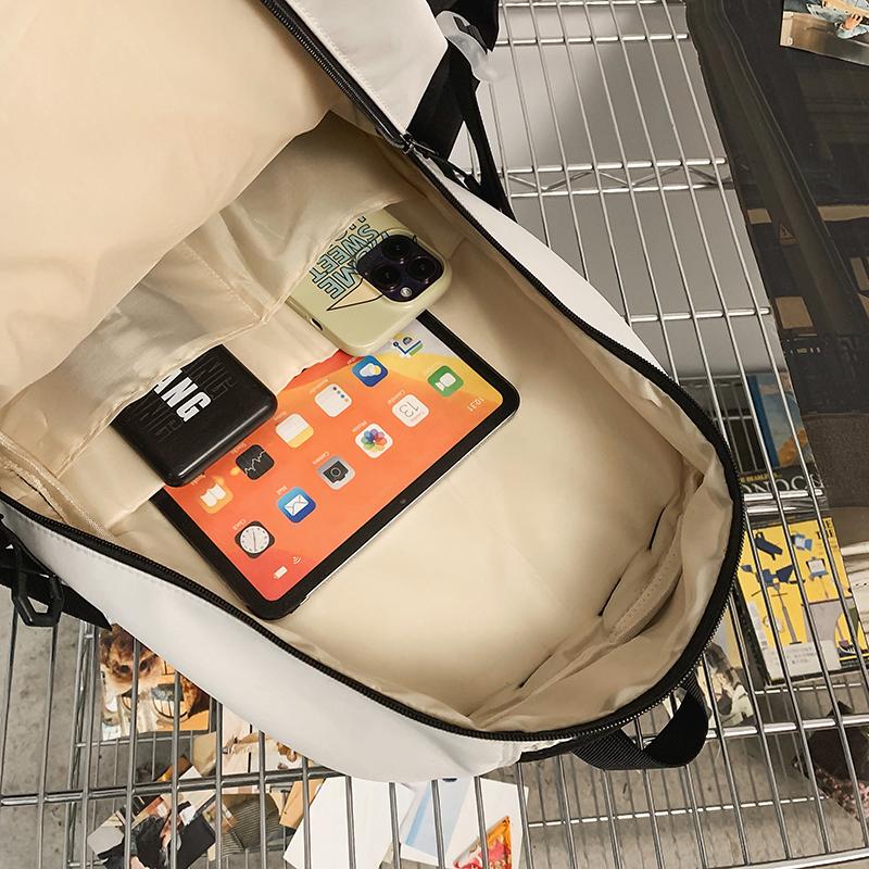 Schultasche für Mittelschüler, Farbblock, Damenrucksack mit großer Kapazität, Herren-Reiserucksack mit Geldbörse