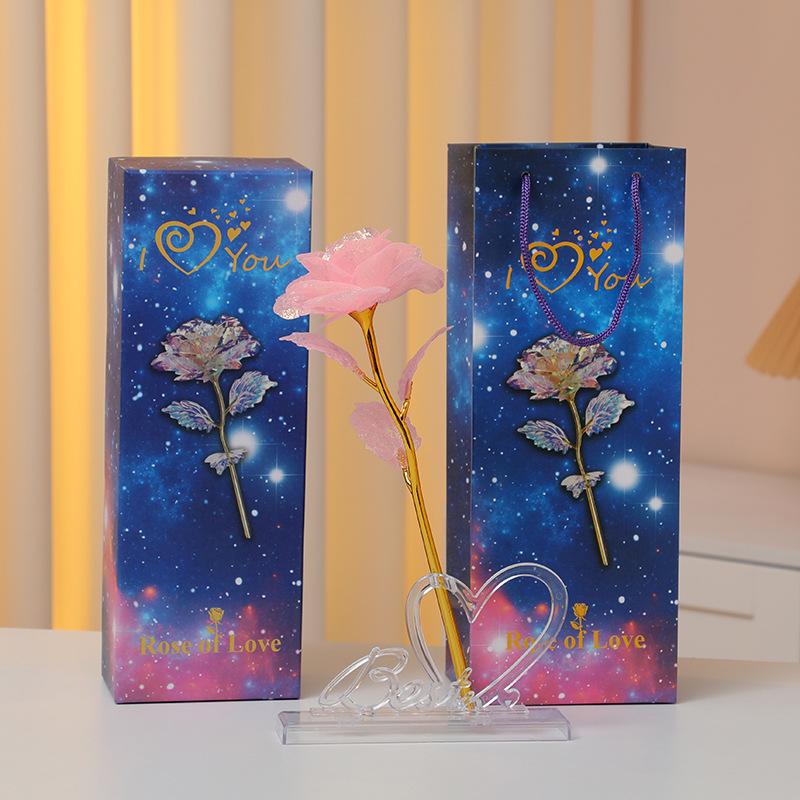 Φωτεινή Ανθοδέσμη με Τριαντάφυλλα από Φύλλο Χρυσού 24Κ: Διατηρημένα Τεχνητά Λουλούδια για την Ημέρα του Αγίου Βαλεντίνου, την Ημέρα της Μητέρας και τα Γενέθλια