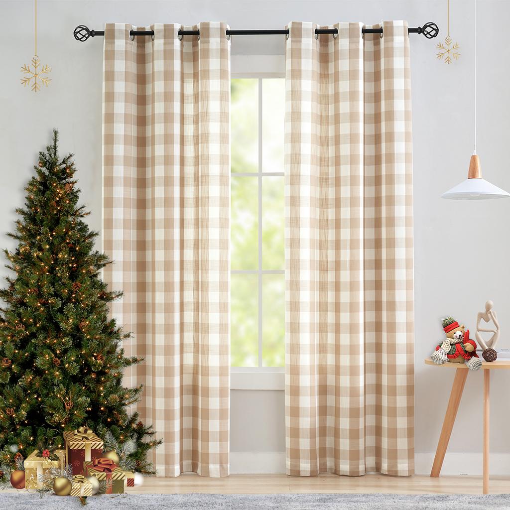 Single Panel Grid Curtains Perforated Window Screens Suitable Living Rooms Bedrooms Study Curtain Polyester Perfect For Sitting Room