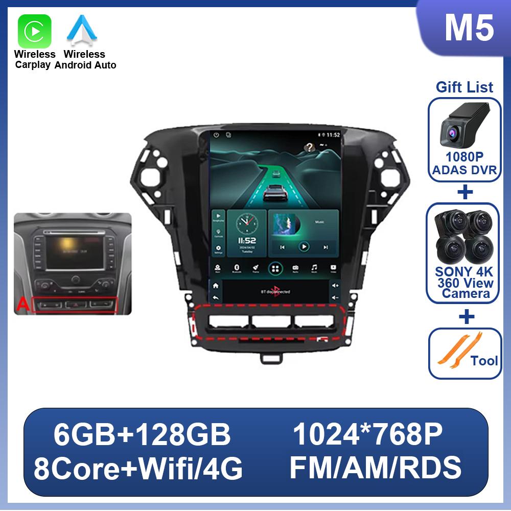9.7 Inch Android 14 For Ford Mondeo MK4 2011-2013 For Tesla Style Car Radio Video Player No 2 Din Bluetooth 8 Core GPS Carplay