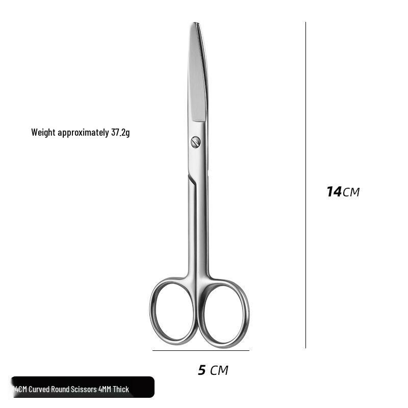 420 Stainless Steel Multi-Purpose Scissors: Large Curved, Straight, Round Tip for Surgical, Beauty, Nose Hair, Eyelid, and Teaching Use.
