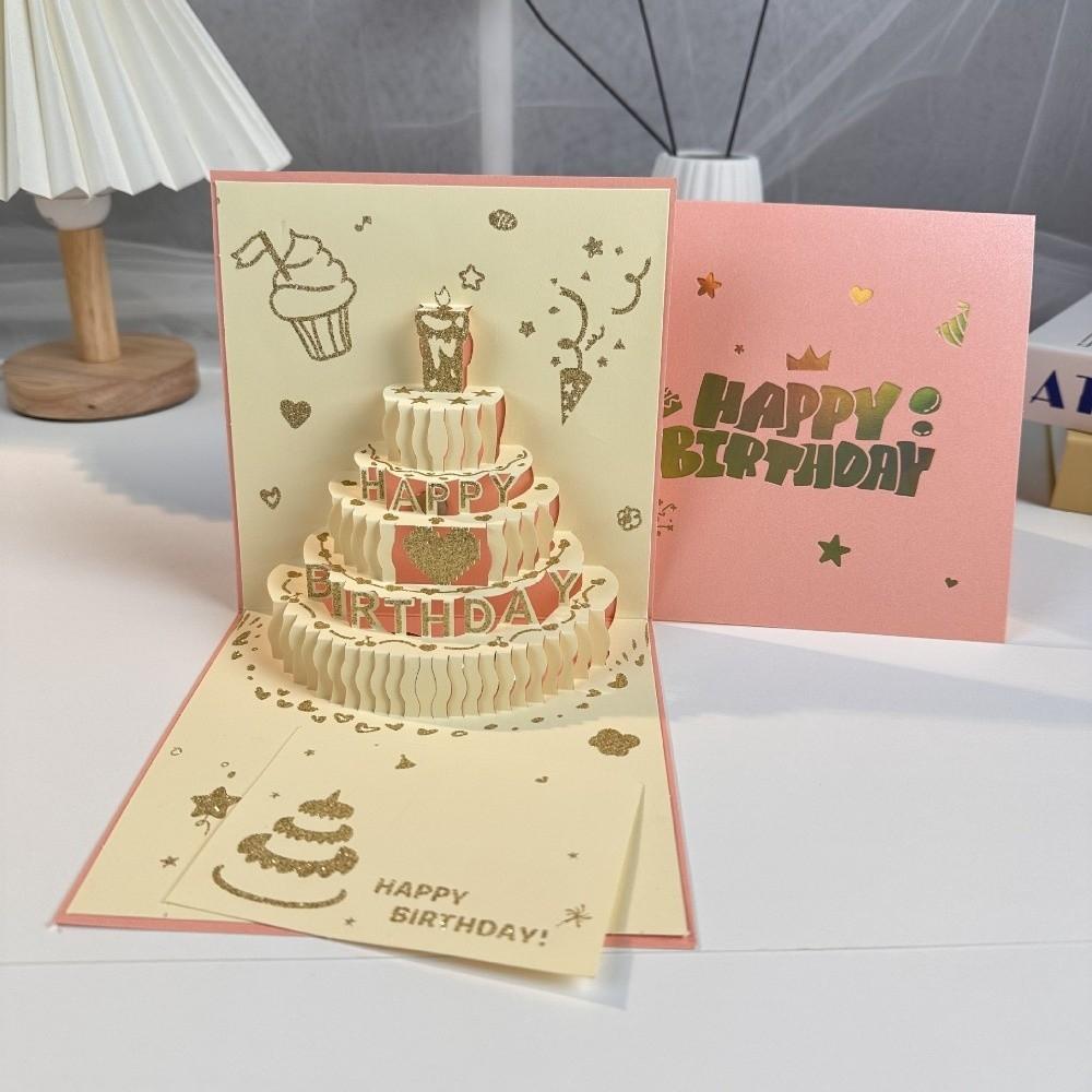 3D Light Birthday Cake Cards with Musical Gift Message Cards Birthday Card  Birthday Party Supplies