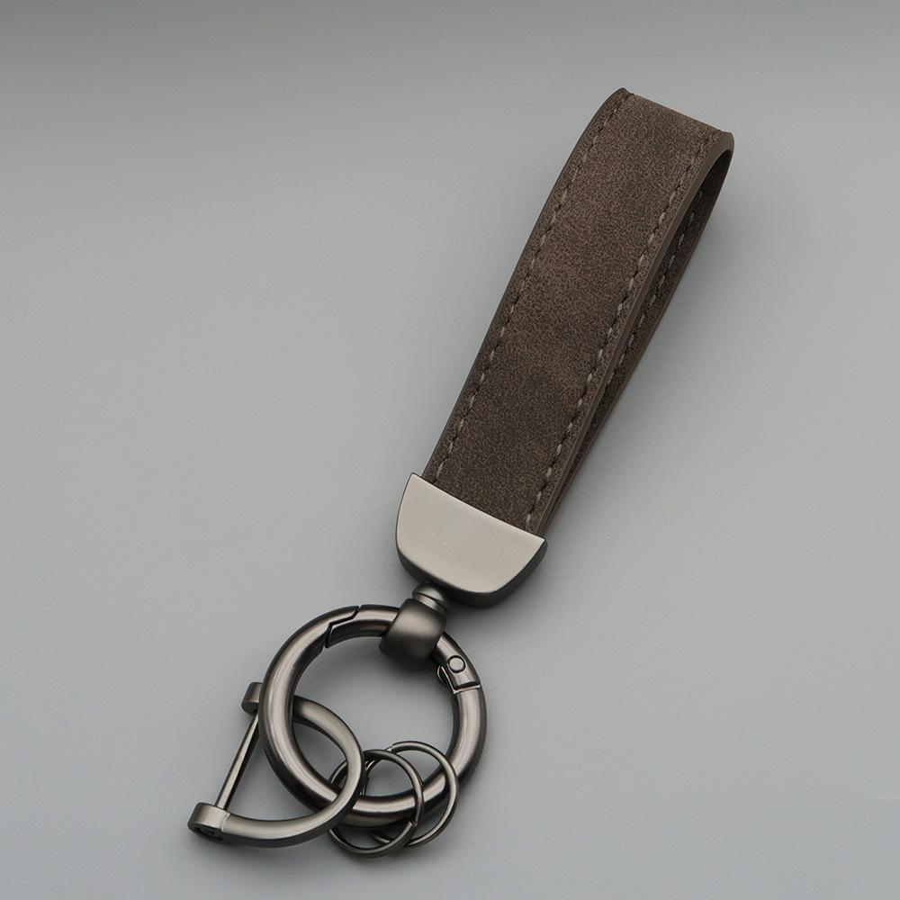 Custom LOGO Suede Leather Keychain Vintage Laser Engrave Car Key Ring Holder for Men and Women Personalized Key Chains Ring