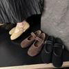 Fashion High Quality Woven Faux Suede Leather Mary Jane Shoes Women Metal Belt Buckle Design Shoes Comfortable Flat Loafers for Women