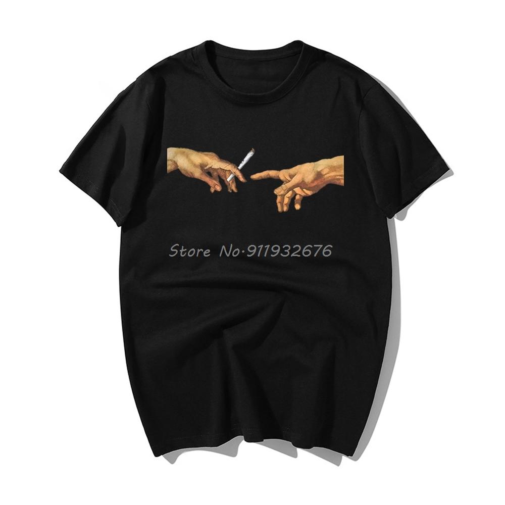 MICHELANGELO T Shirts Men Harajuku Tshirt Men Print T-shirt Premium Cotton Streetwear Shirts