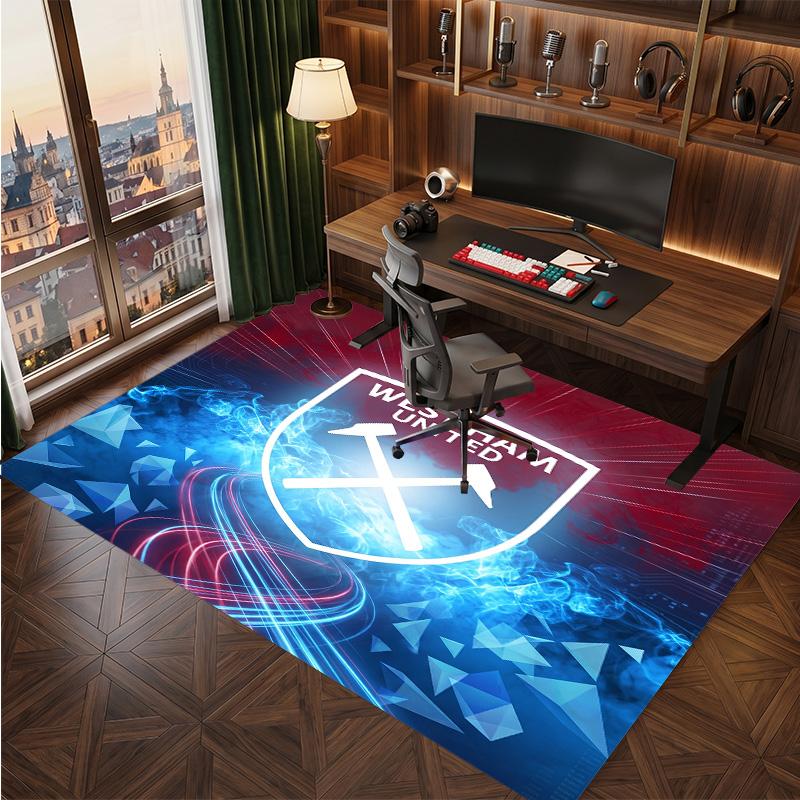 West Ham United Football Print Crystal Velvet Rug, Comfortable Water Absorbent Non Slip Indoor Floor Carpet