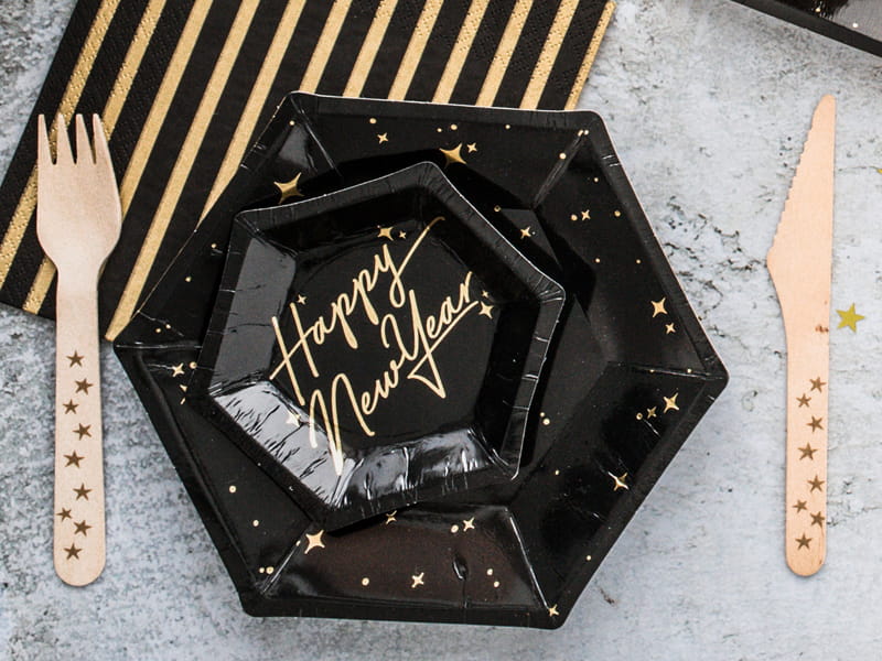 Partydeco Talerzyki Lets Celebrate Czarne 20 Cm / 6 Szt