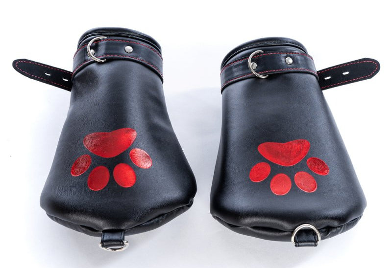 Mitaines Dog Paw Noir-Rouge - Kinky Puppy - Puppy Play, Dildos Queue