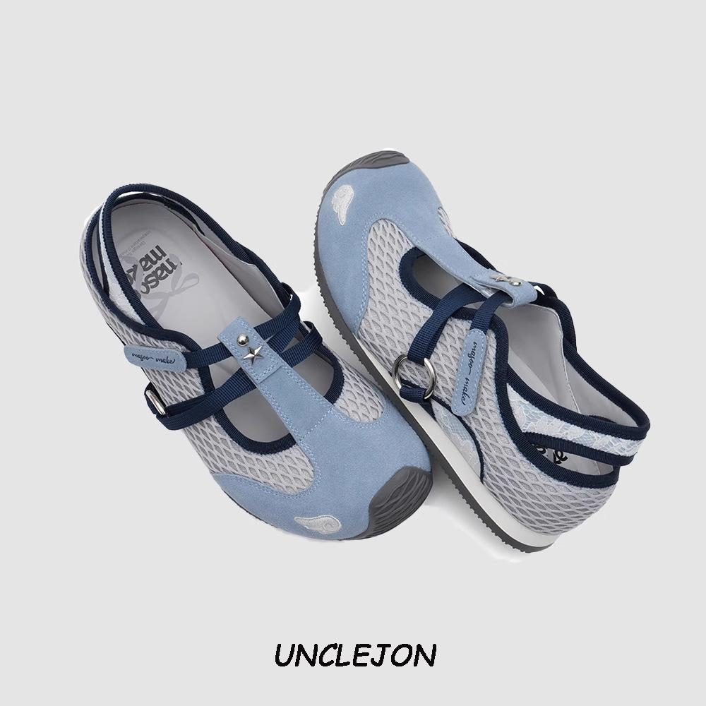 Mary Jane Single Shoes Women's 2025 Summer New Mesh Breathable Sports Sandals Flat-bottomed Versatile Casual Forrest Gump Shoes