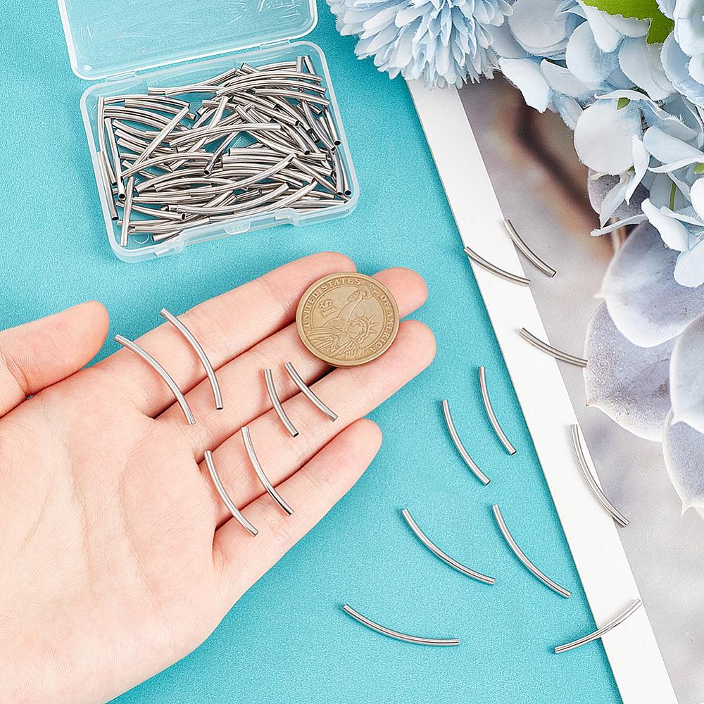 90Pcs 3 Styles 304 Stainless Steel Tube Beads, Stainless Steel Color, 19.5~30.5x2mm, Hole: 1.5~1.6mm, 30pcs/style