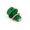 JFG RACING M10mm*P1.5mm Magnetic Oil Drain Plug Bolt with Sealing Washer for KX65/85/100/125/250/250F/450F/500 KLX230/230R/250D-TRACKER/300R Green