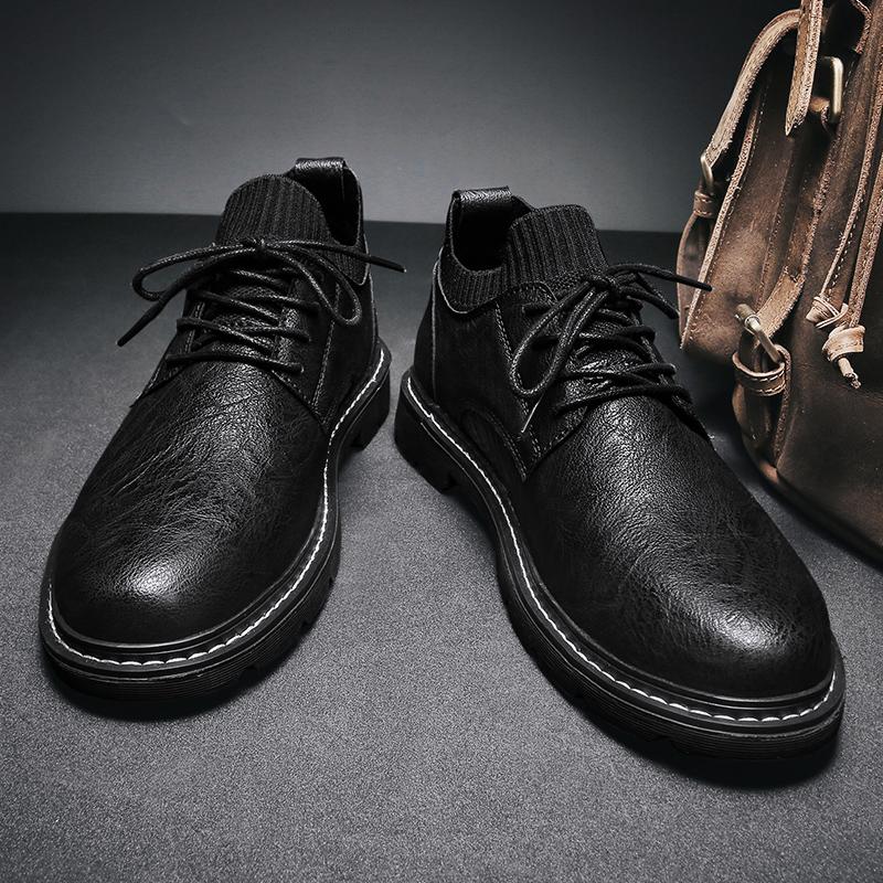 Casual Leather Shoes British Style Business Black Soft Sole Summer Breathable Shoes