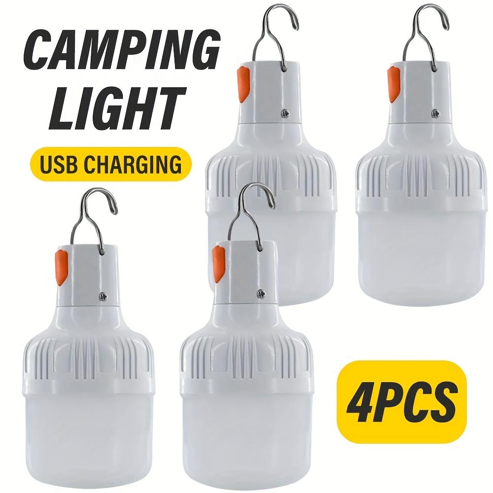 4PCS rechargeable camping light, USB rechargeable portable light, portable LED light, hanging tent light, high brightness lighting, with hook