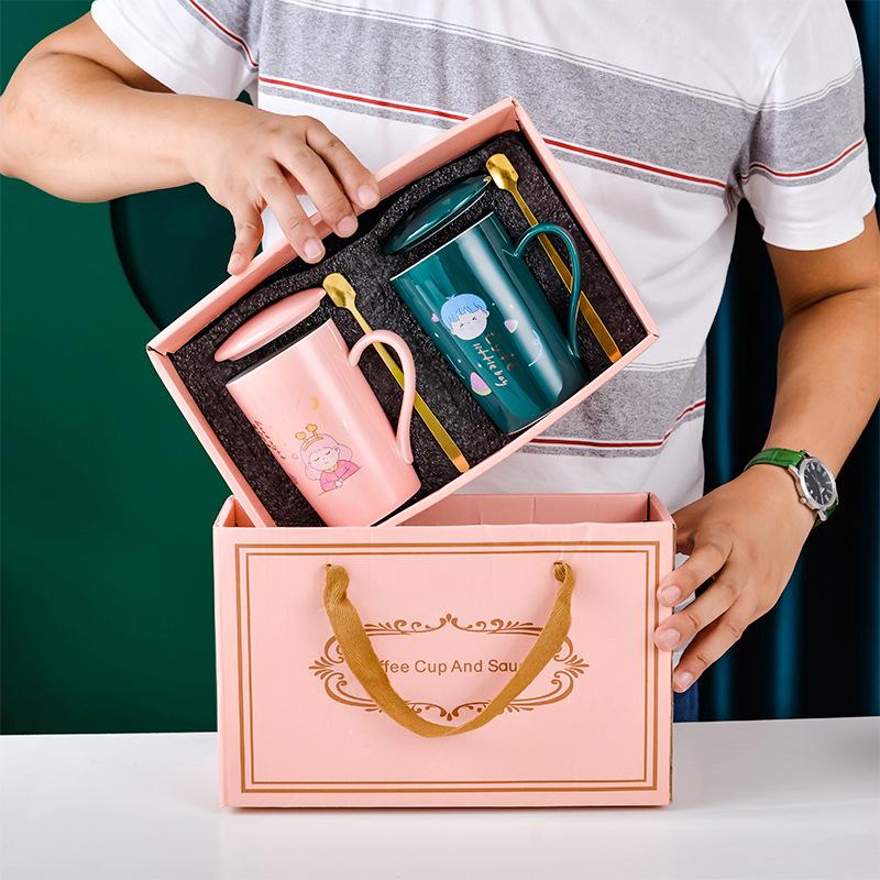 Cup Set for Chinese Valentine's Day Ceramic Mug Gold Jewelry Event Opening Gift Cup Exquisite