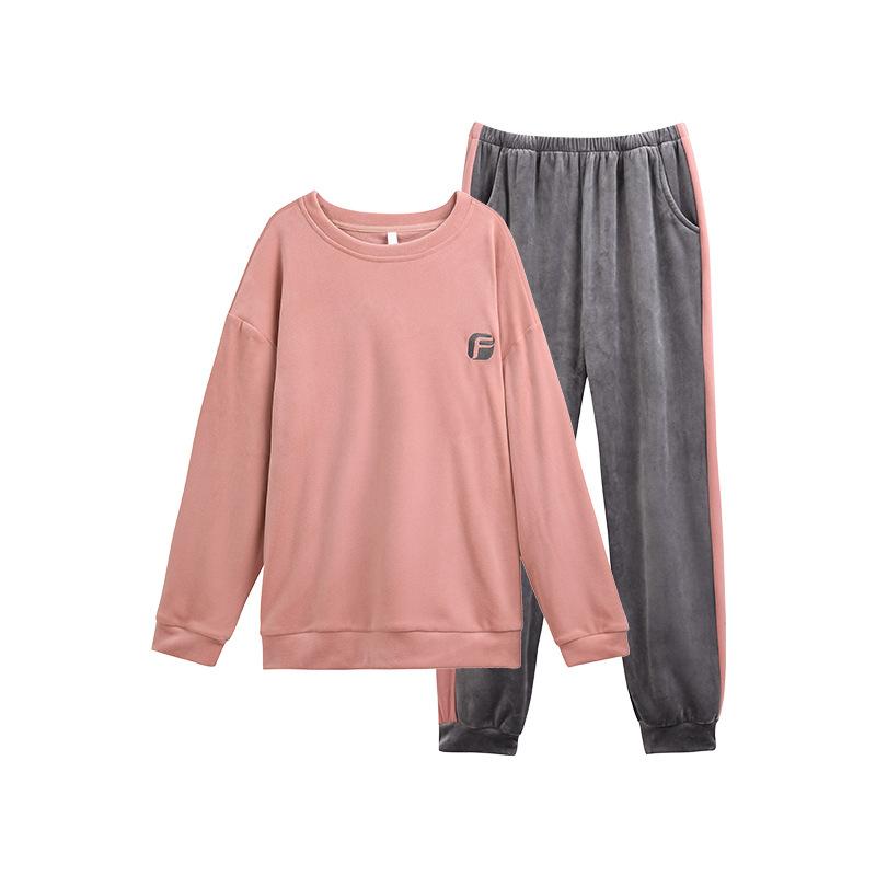 Piżama z polaru wyspowego damska jesienno-zimowa z długim rękawem cienki polarowy komplet termiczny zimowy koralowy polarowy strój domowy