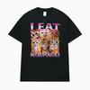 I Eat Microplastics Funny Cat Meme Sarcastic Internet T Shirt Men's Clothing Fashion Trend T Shirts Man Cotton Oversized T-shirt
